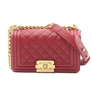 Chanel Boy Small Shoulder Bag Leather Red